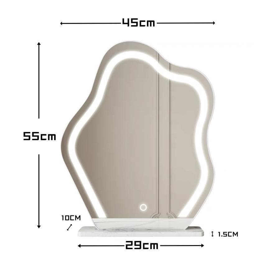 ホワイトドレッサー鏡台 LEDミラー付き訳あり品写真をご確認J212-80-01