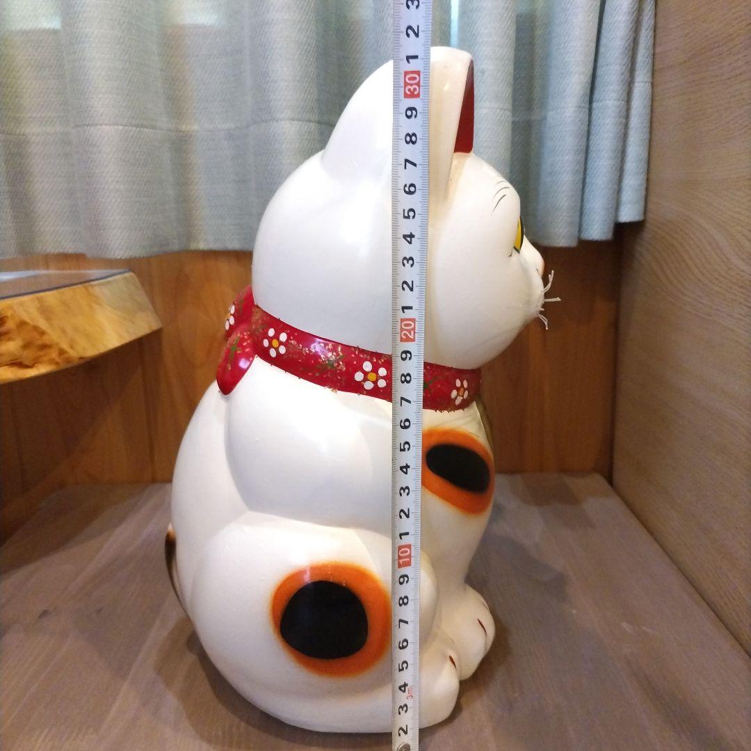 超特大　白猫　招き猫　まねきねこ　貯金箱　縁起物　昭和レトロ　猫　置物　魔除け