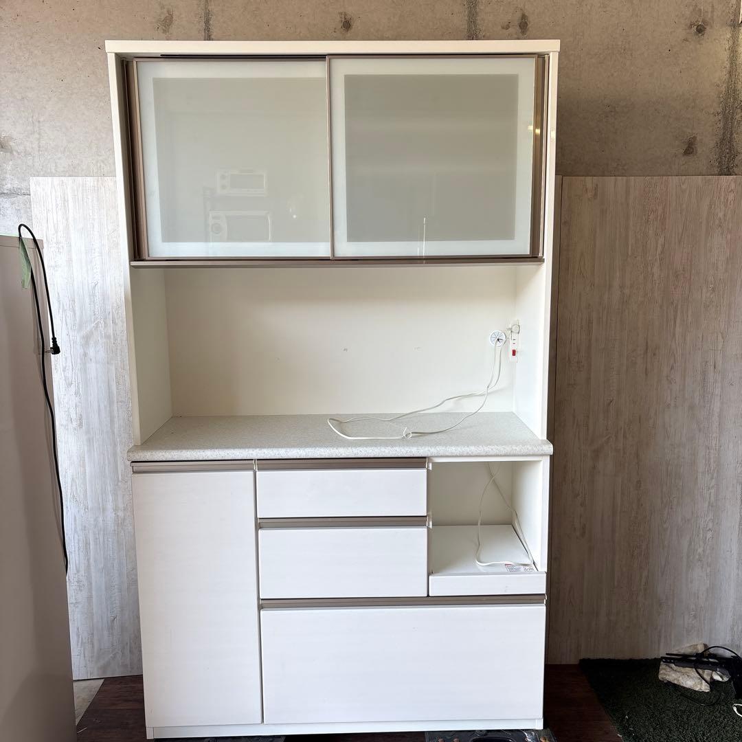 ニトリ 食器棚 アルミナ2 キッチンボード 120 おしゃれ 清潔感 C121