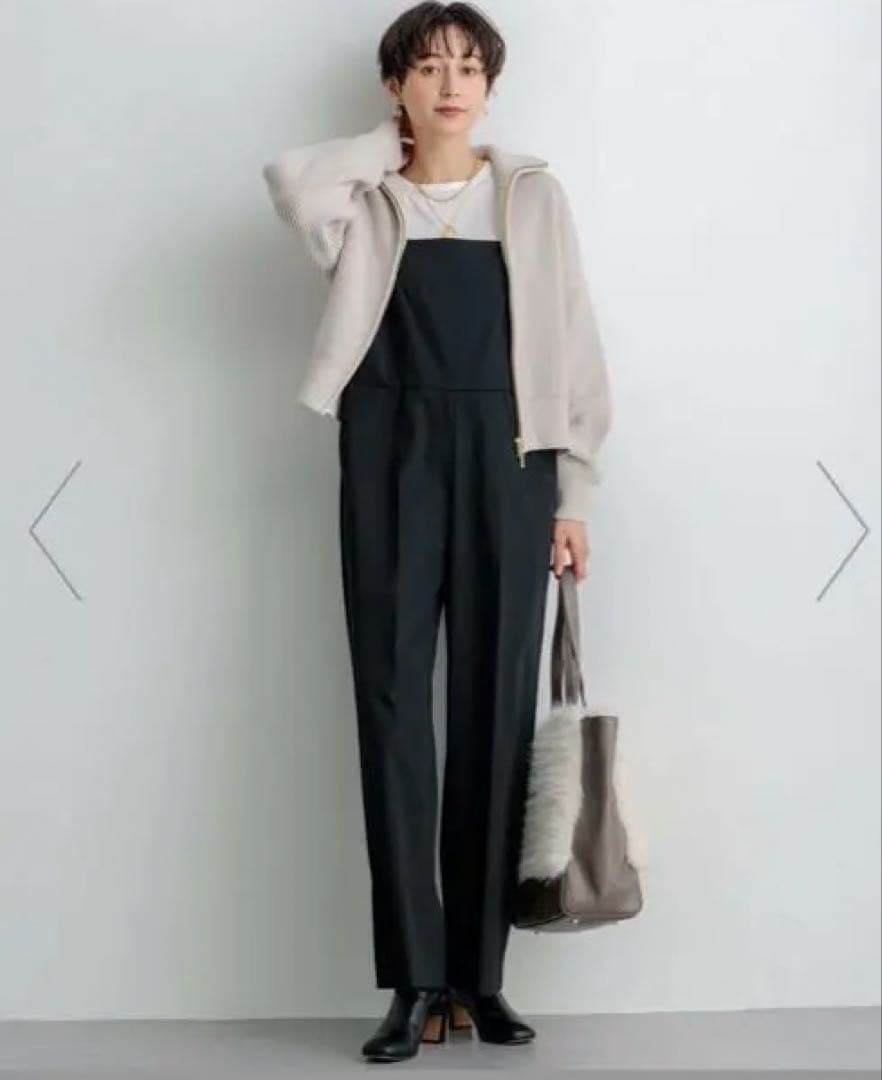 【新品未使用】23区　洗えるドライ2WAYストレッチ サロペット　38 ブラック