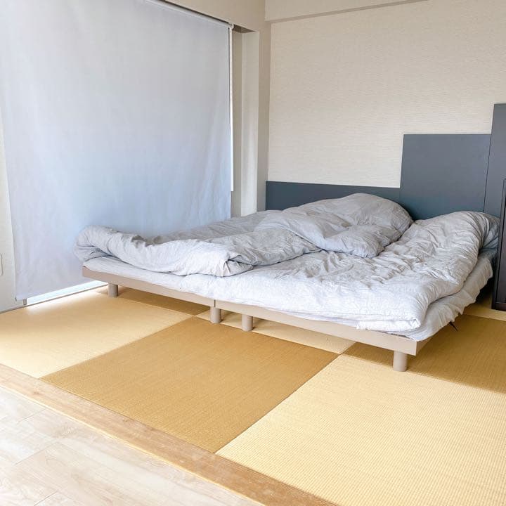 【2台セット】ウッドフレーム　高さを変えられる天然木ベッド