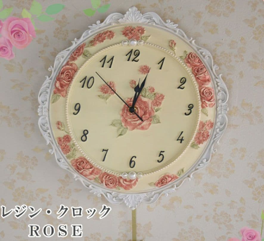 要問い合せ♥️大人可愛い時計♥️プリンセス　薔薇　ローズ　ベア　クマ　振り子時計
