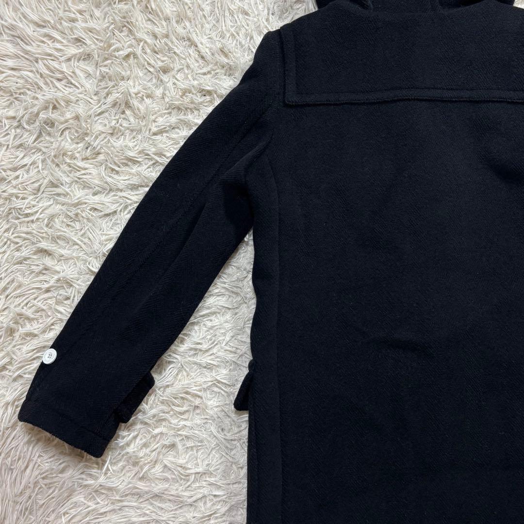 HYKE ハイク　ダッフルコート ヘリンボーン　白トグル　ブラック　サイズ2