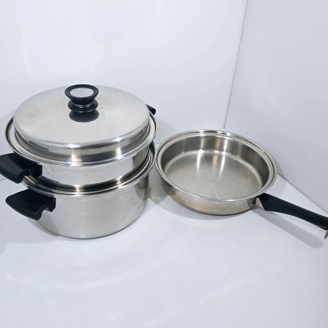 アムウェイ クイーン ガス IH対応 フライパン 鍋 蒸し器 多重構造