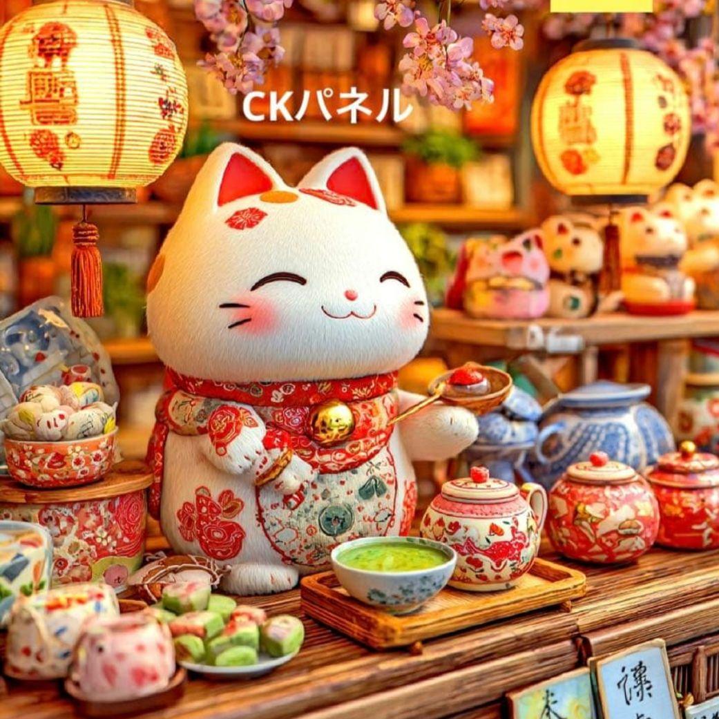 激レア招き猫パネル生地　ハンドメイド