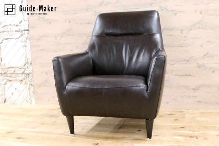 GMFK445○IDC大塚家具 アームチェア フォルテ 総革 ダークブラウン 1