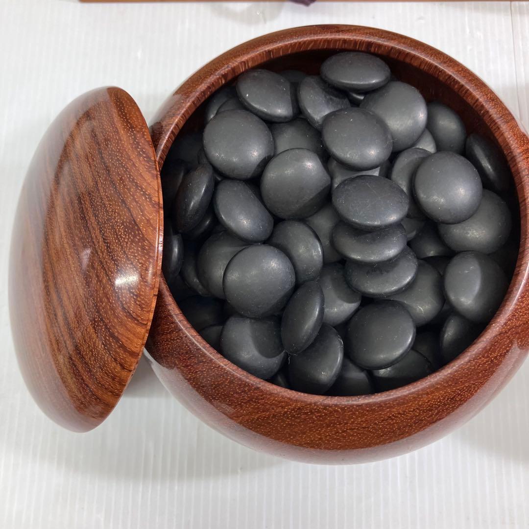 【高級碁石】囲碁　木製碁笥　蛤碁石　那智黒石　木箱付