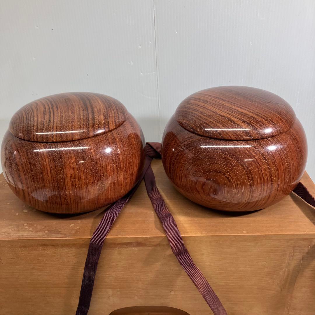 【高級碁石】囲碁　木製碁笥　蛤碁石　那智黒石　木箱付