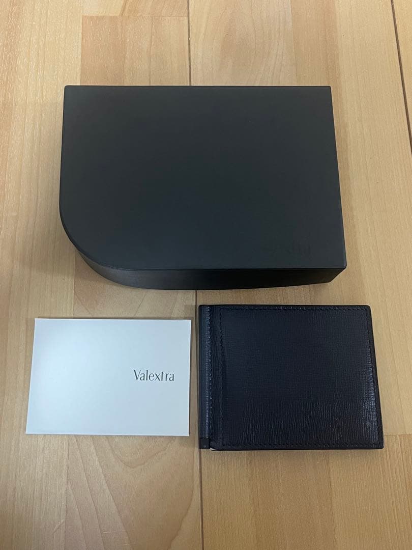 valextra ネイビーマネークリップ・ブラックケース　セット