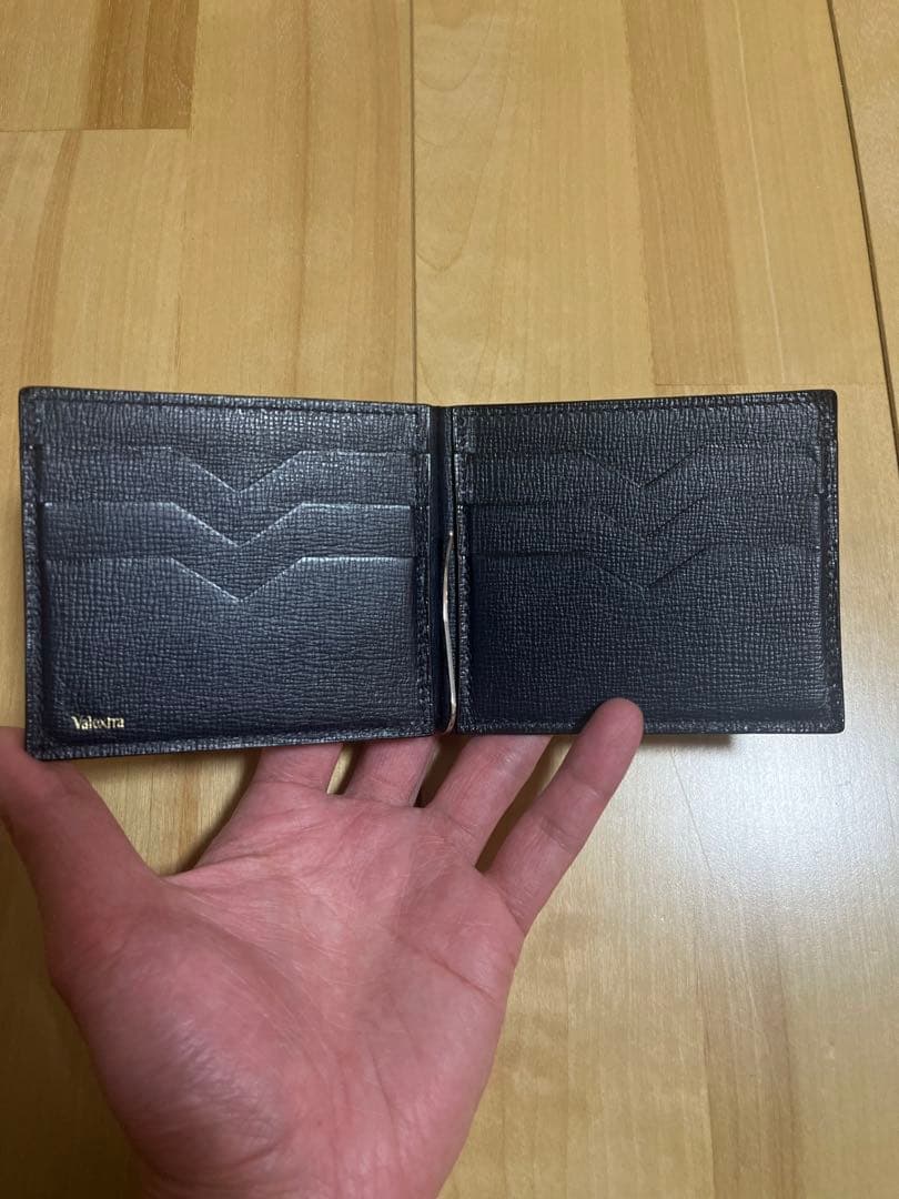 valextra ネイビーマネークリップ・ブラックケース　セット