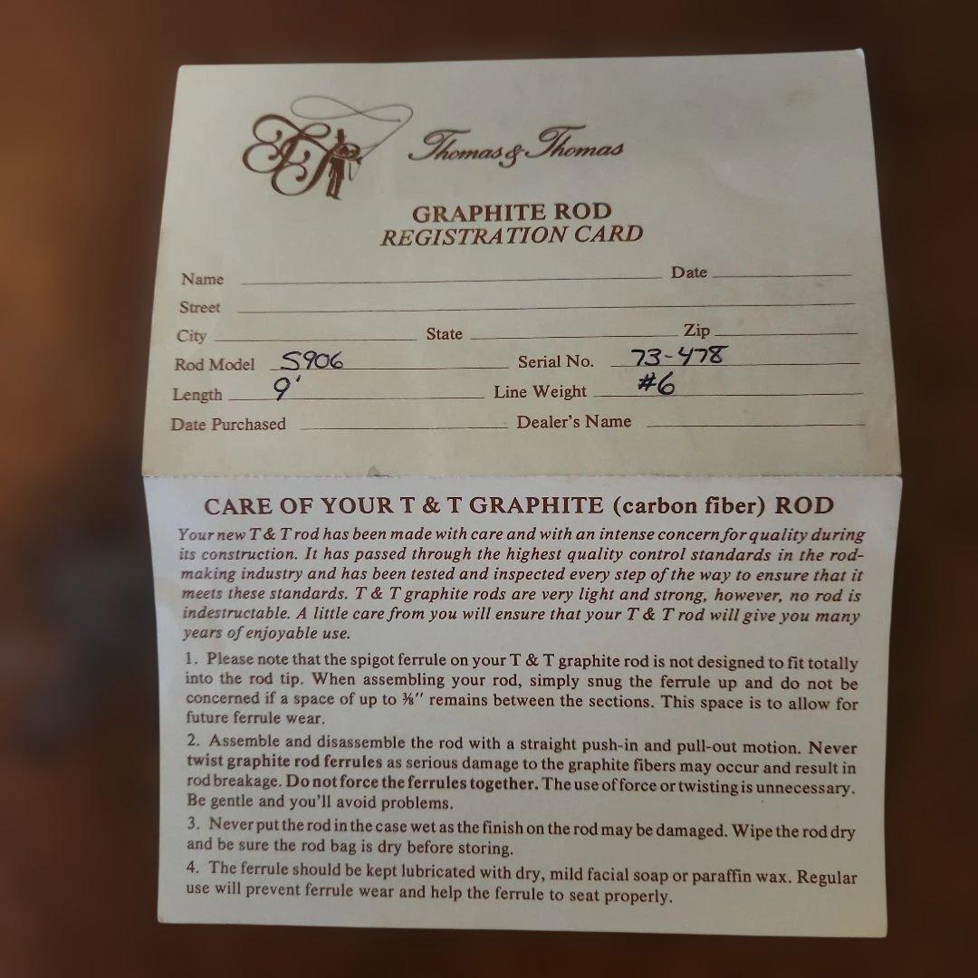 新品Old Thomas &Thomas フライロッド 保証書有り