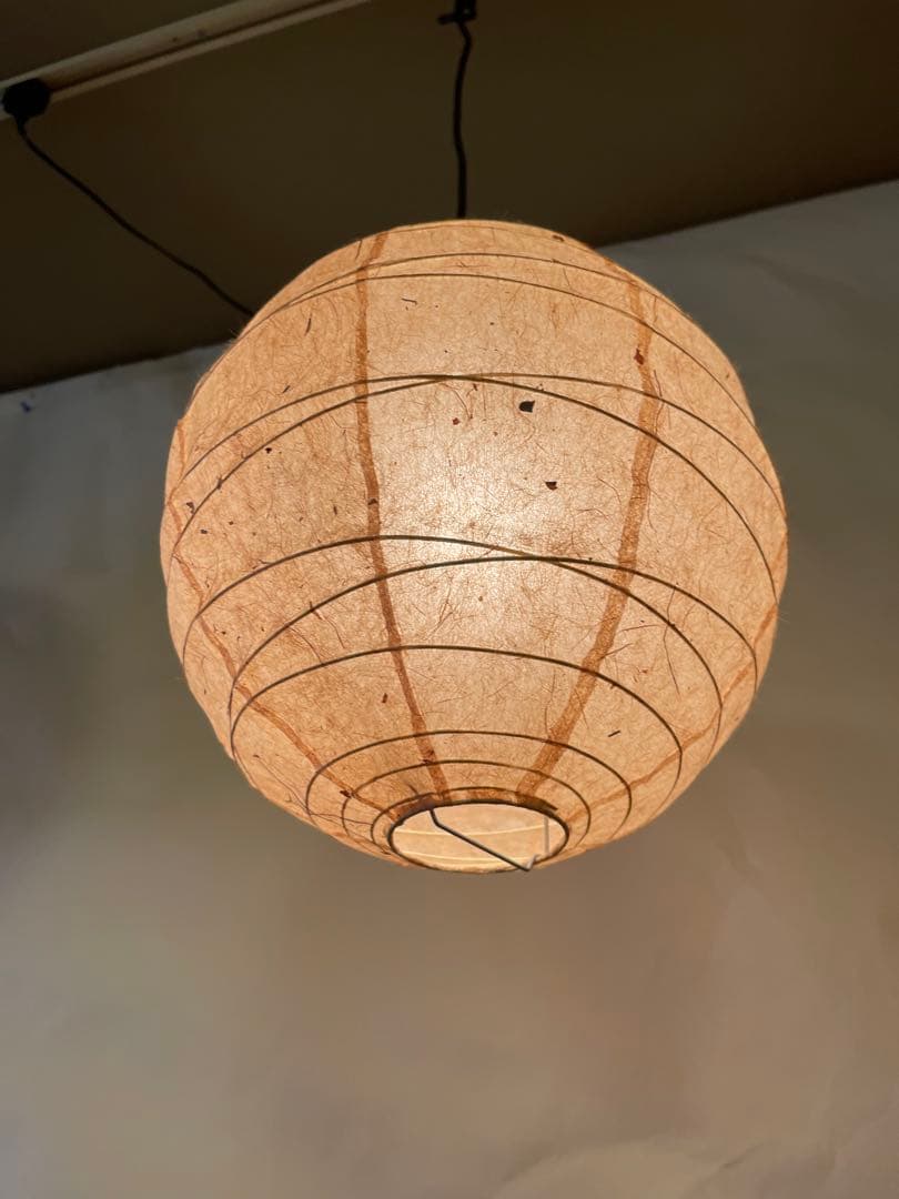 径45㎝丸杉皮入和紙灯具付提灯照明ペンダント