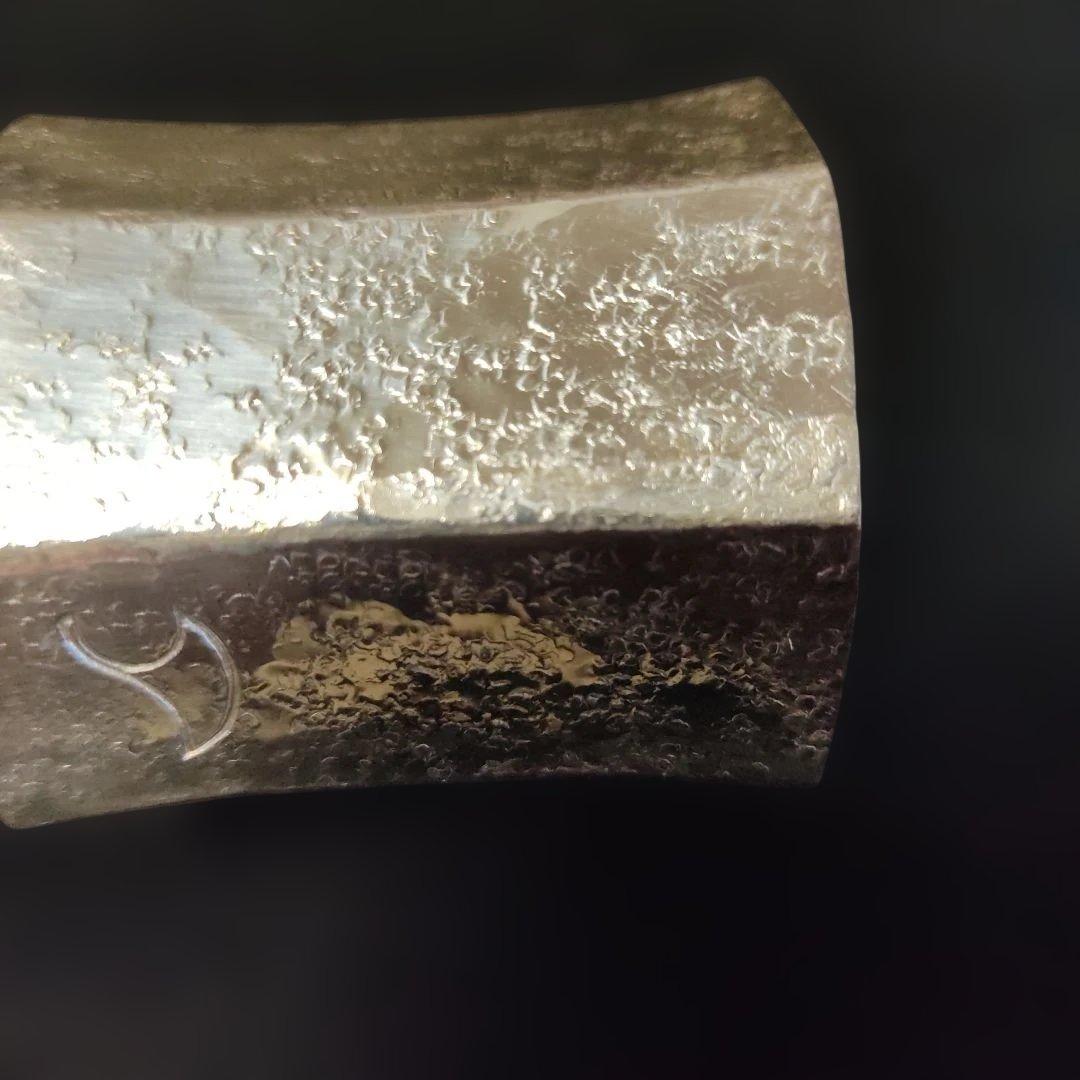 南鐐八角蓋置き。竹影堂。銀製品。 銀杏、いちょう。約70g。茶道具。