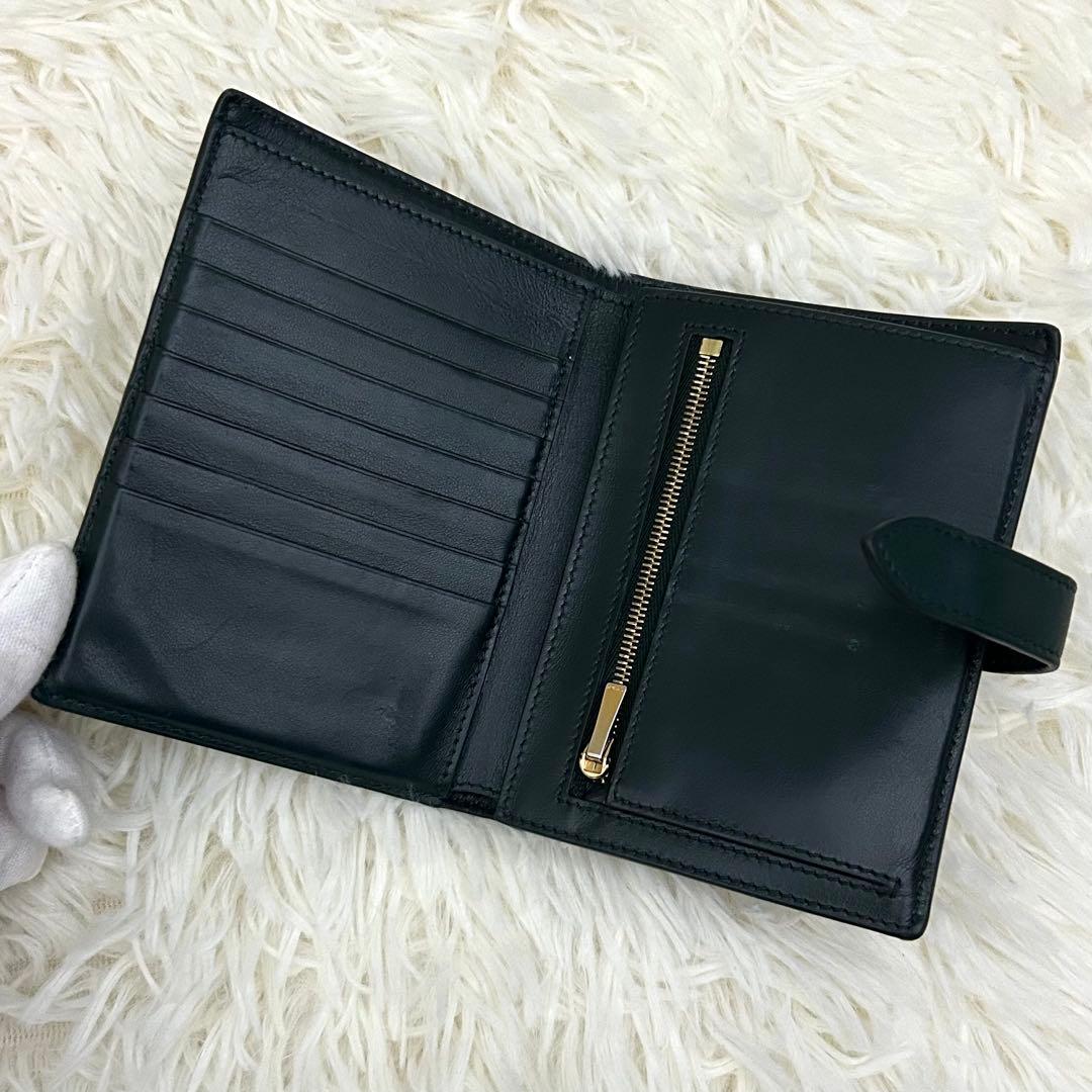 CELINE ミディアム ストラップ ウォレット 二つ折り財布 グリーン系