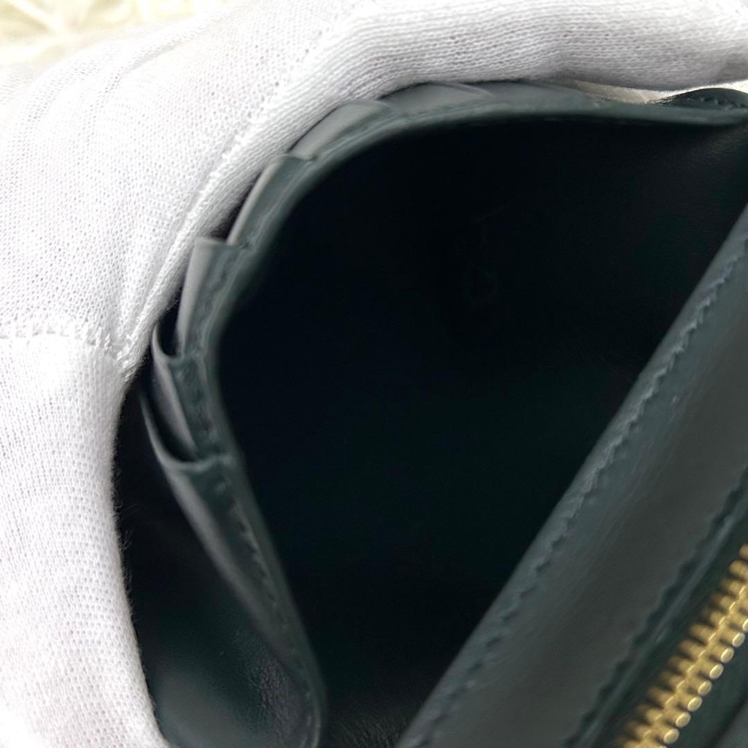 CELINE ミディアム ストラップ ウォレット 二つ折り財布 グリーン系