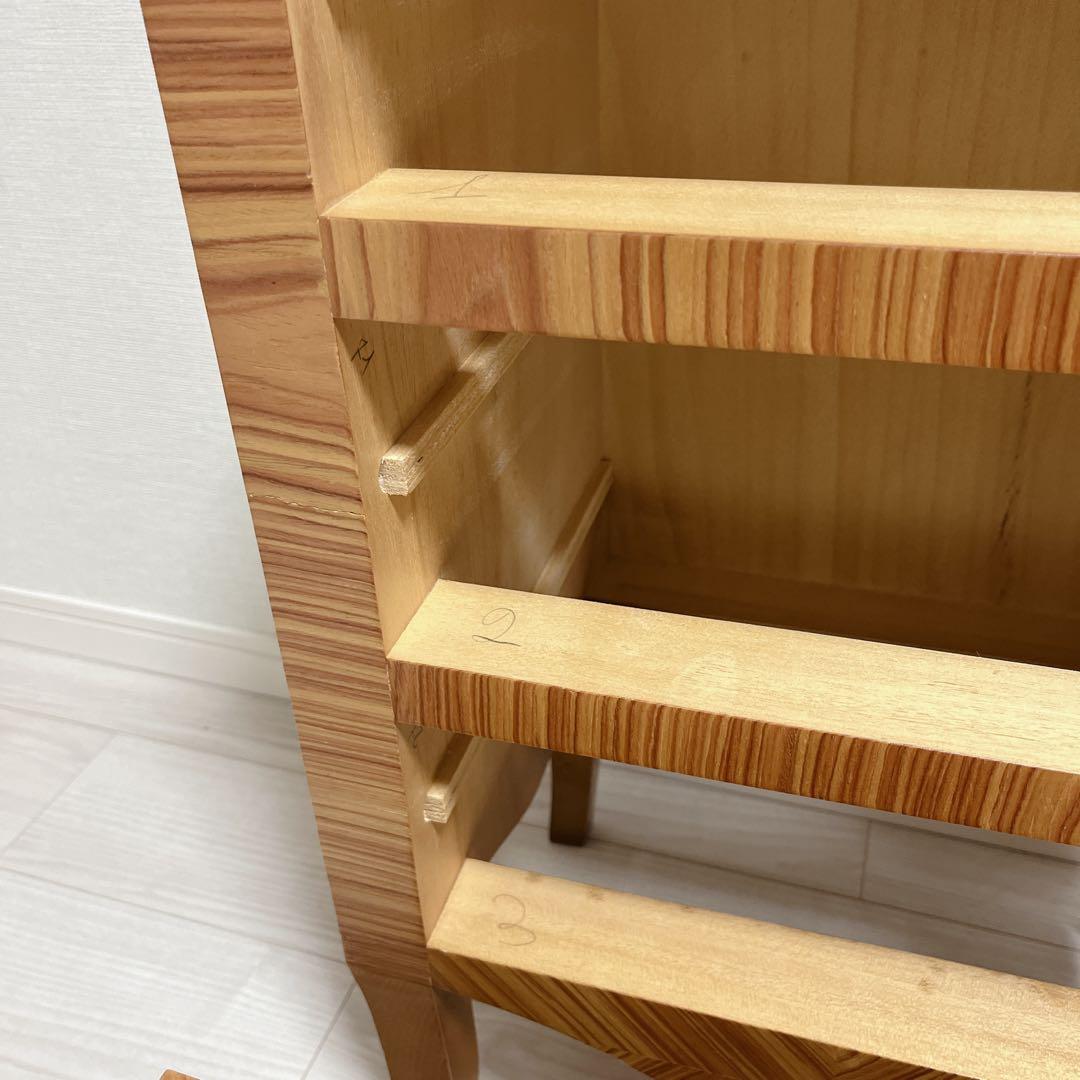 希少 高級 イタリア製 象嵌 チェスト 3段 サイドチェスト 真鍮装飾 天然木