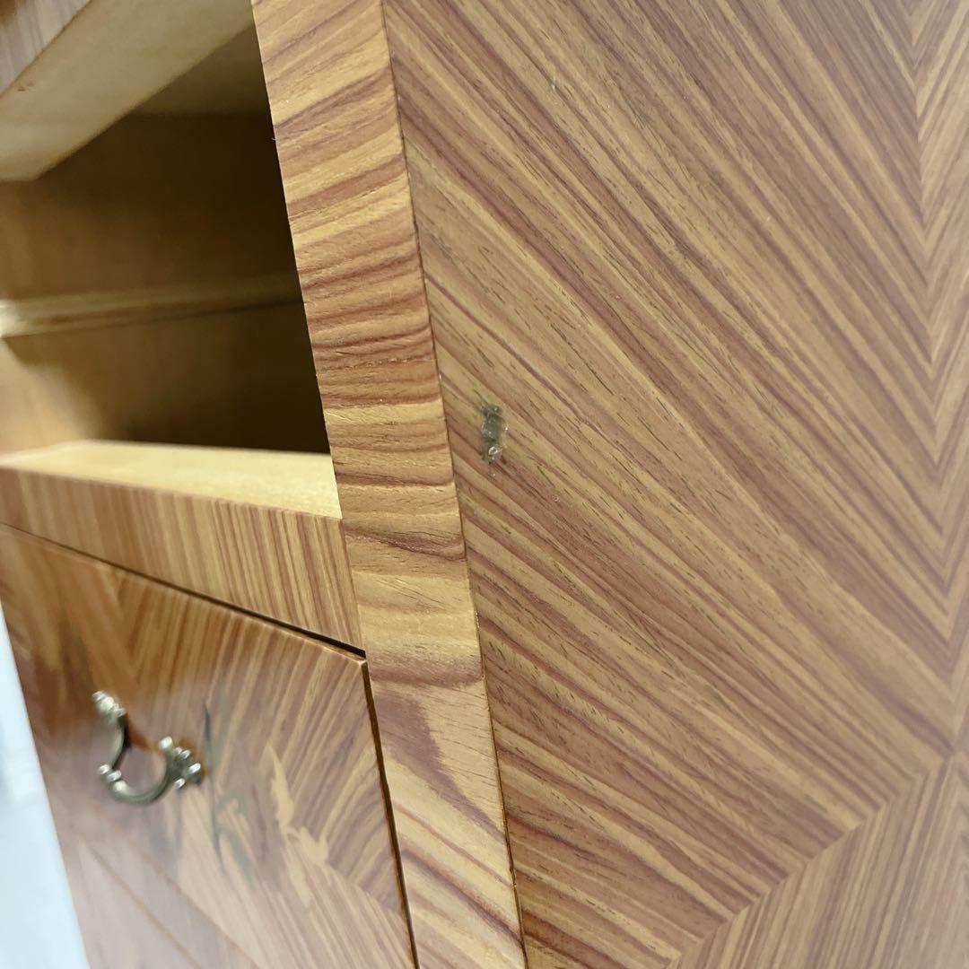 希少 高級 イタリア製 象嵌 チェスト 3段 サイドチェスト 真鍮装飾 天然木