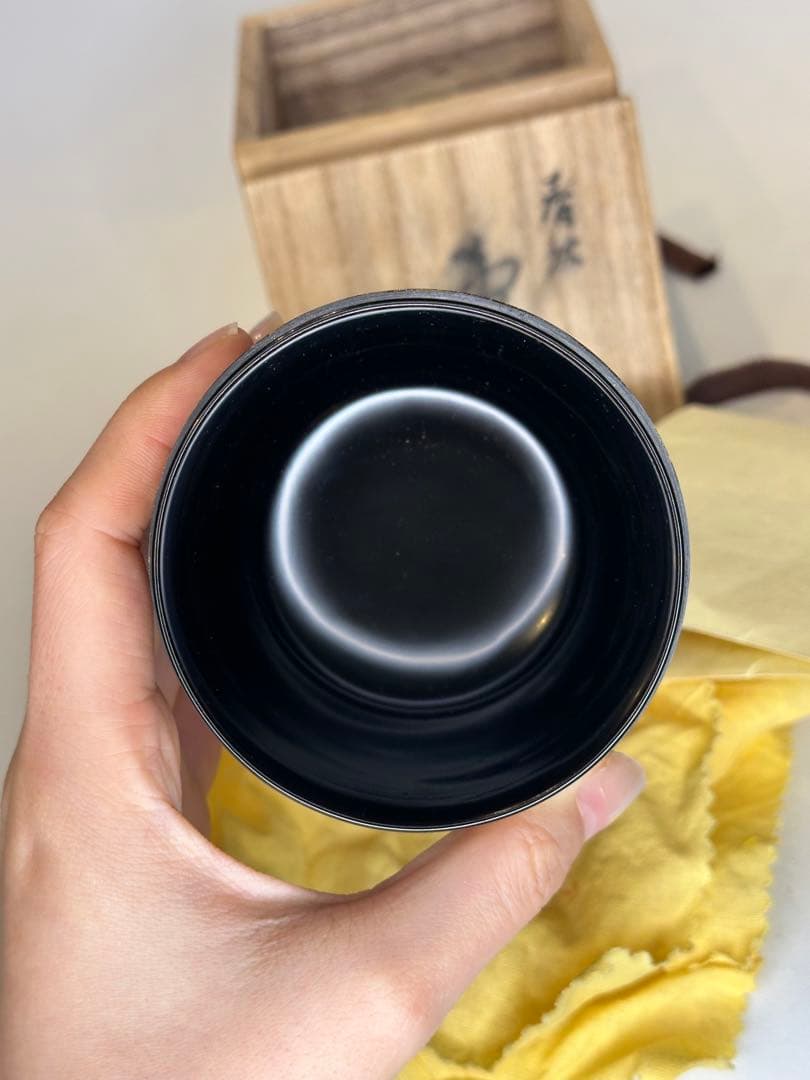 一兆作 茶棗 茶道具 漆芸 洒金 描金 螺鈿嵌 作家物 底部款識 共箱 共布