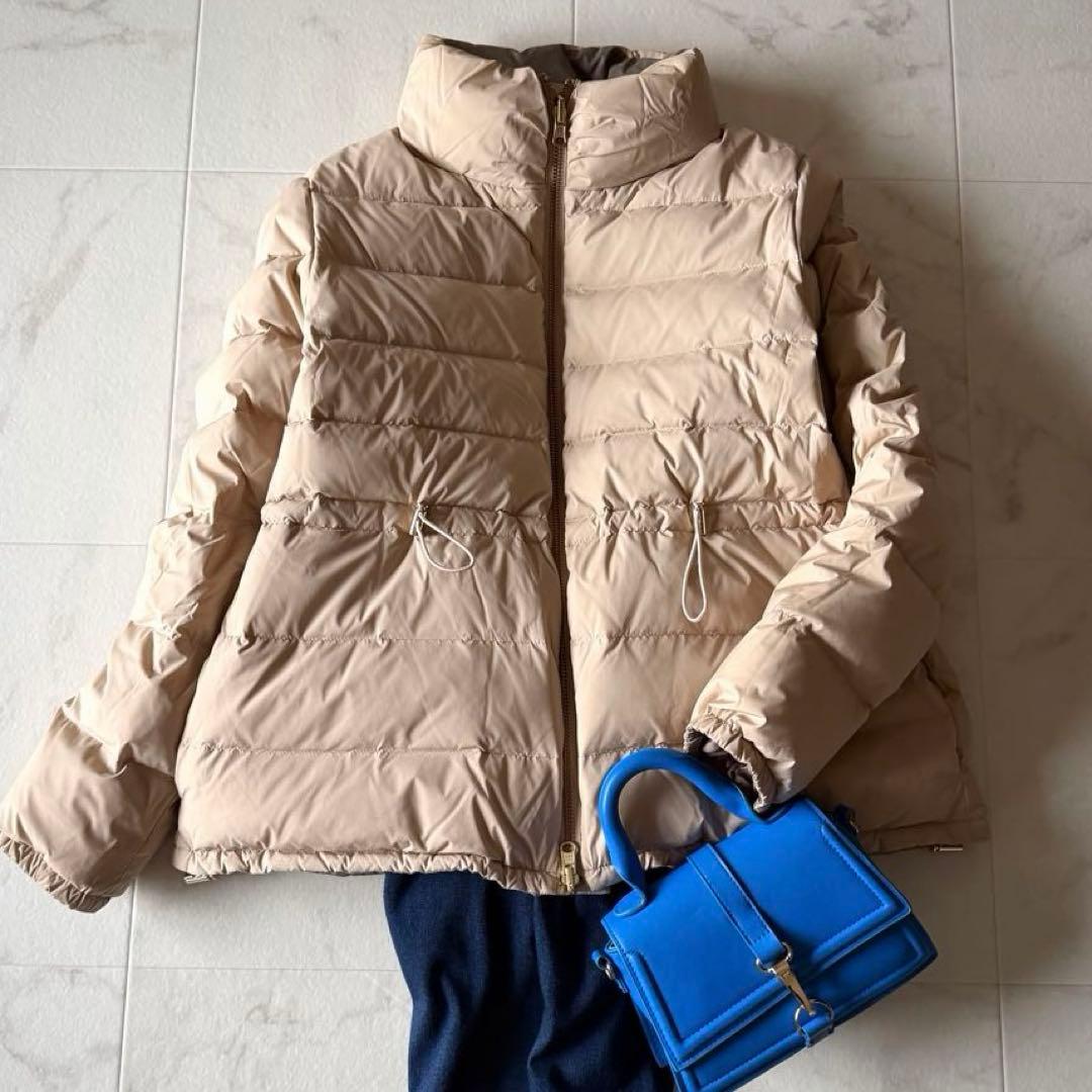 極美品*デミルクスビームス リバーシブル ダウンジャケット36ベージュ系