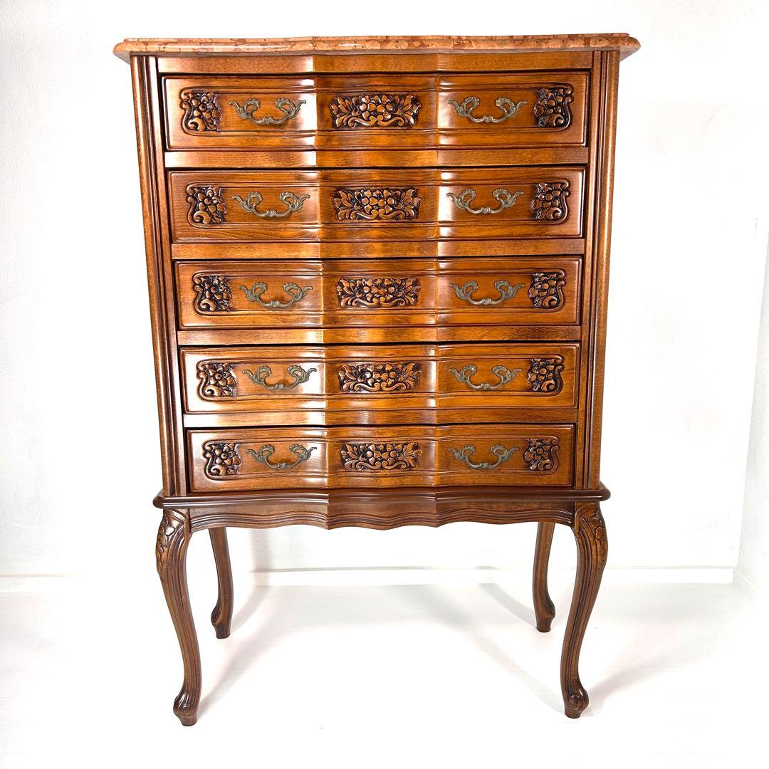 【希少】クラウディオ 猫脚 5段チェスト アンティーク イタリア製 大理石 天板