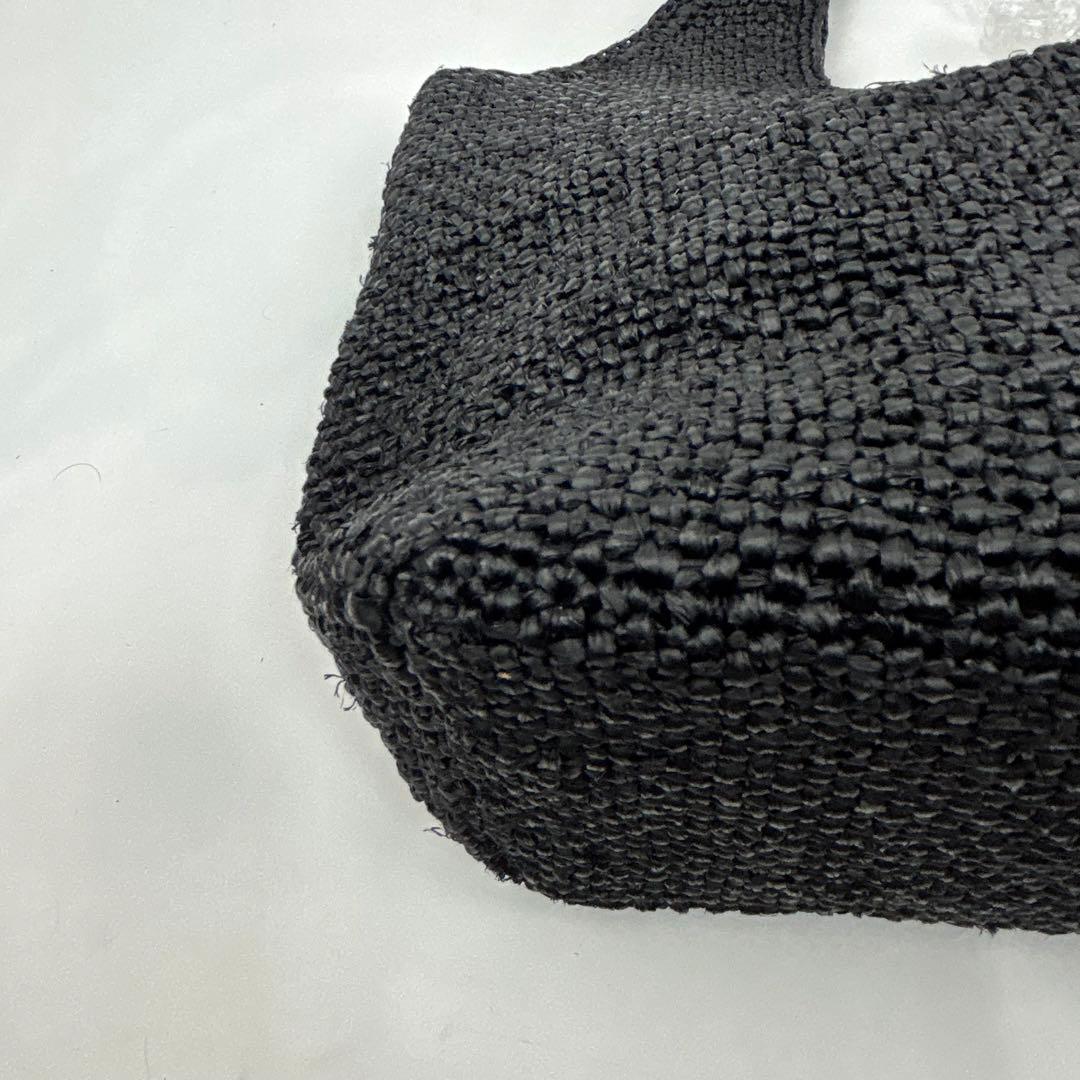 【美品】ヘレンカミンスキー　トートバッグ　カゴバッグ　ラフィア　編み込み　黒