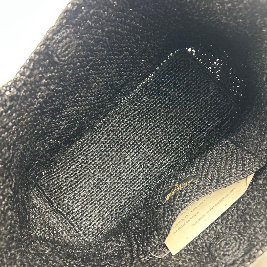 【美品】ヘレンカミンスキー　トートバッグ　カゴバッグ　ラフィア　編み込み　黒