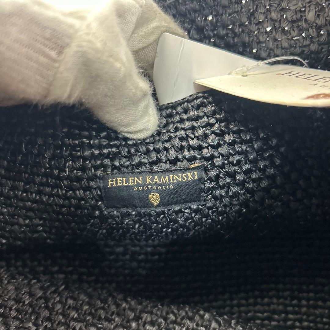 【美品】ヘレンカミンスキー　トートバッグ　カゴバッグ　ラフィア　編み込み　黒