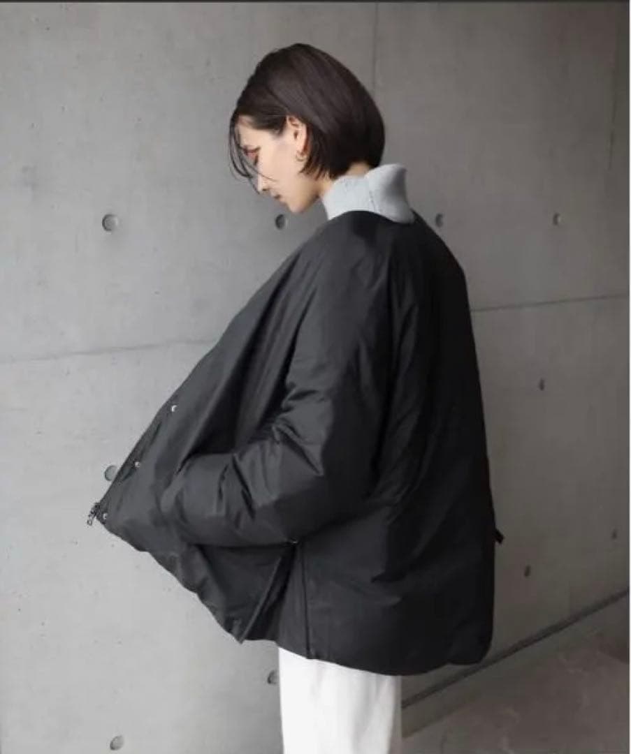 ノーカラーサイドジップダウンジャケット evernevy