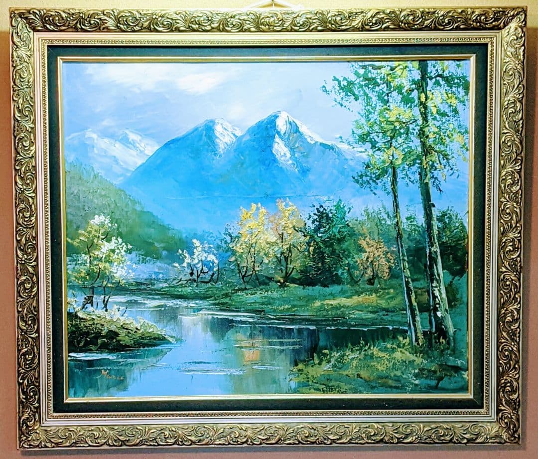 セール・美しい大自然・上高地風景画・油絵・肉筆・Ｆ２０号・三浦マリア画・二科会