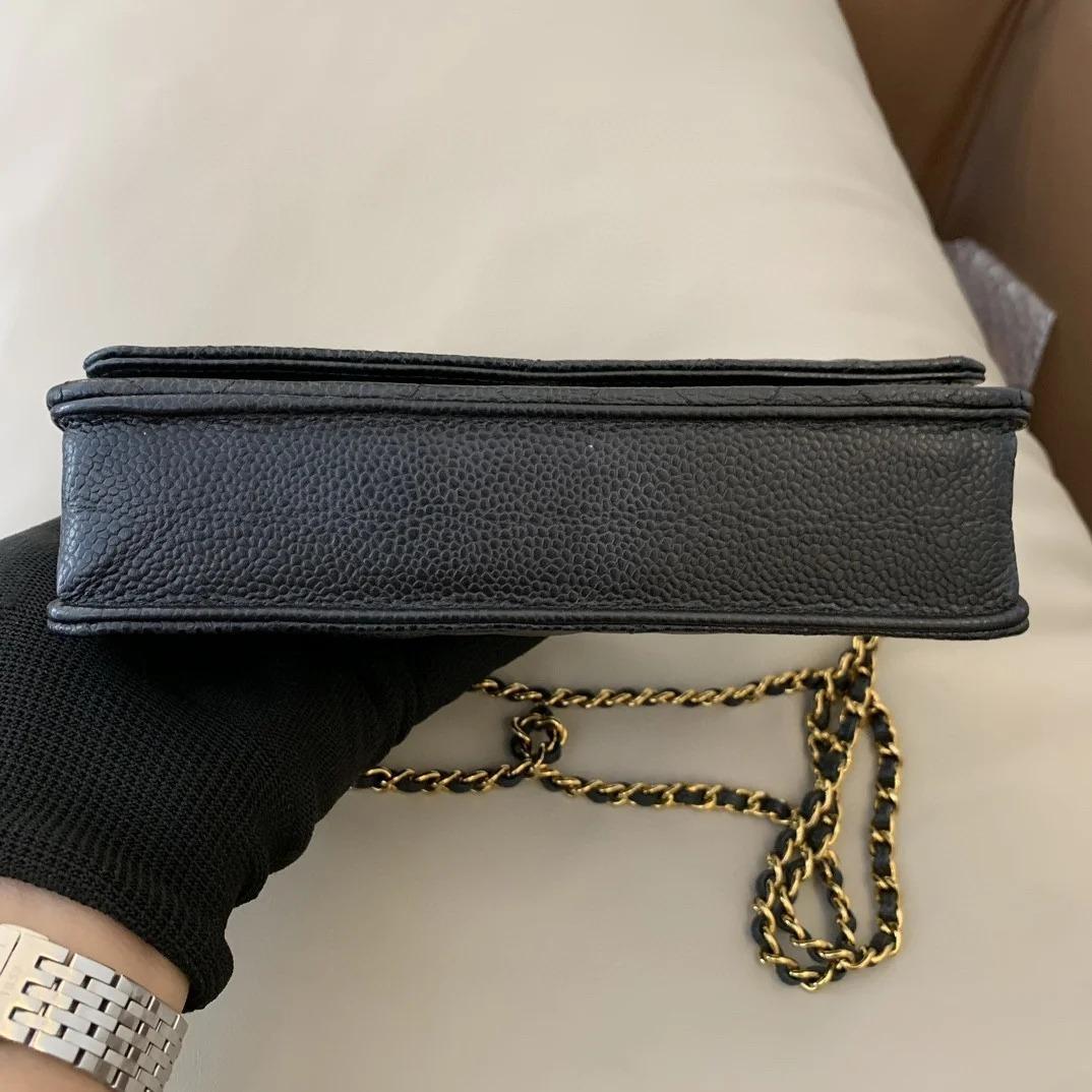 CHANEL チェーンウォレット 黒xゴールド金具
