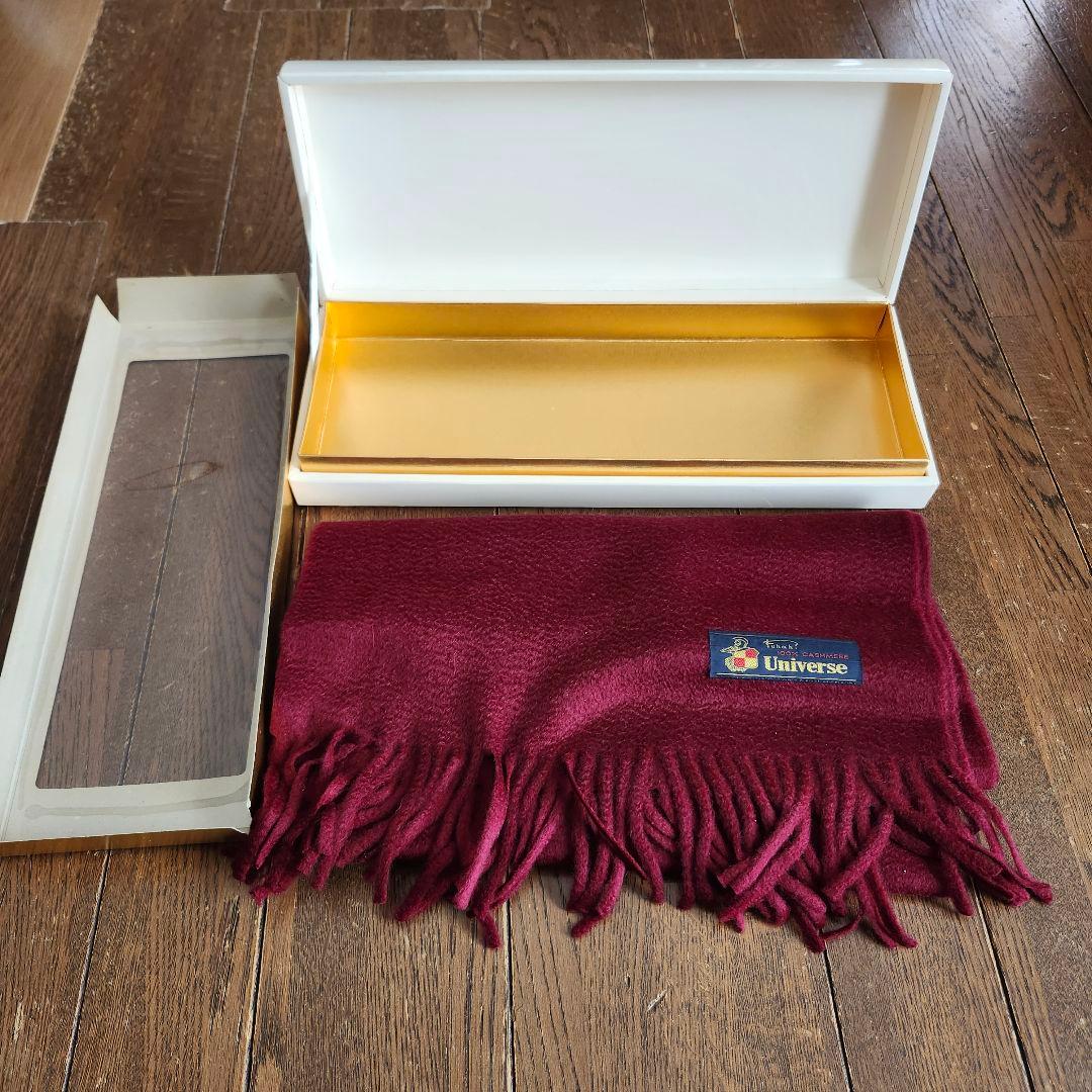 カシミヤ マフラー　ワインレッド　 Fukaki keori 深喜毛織