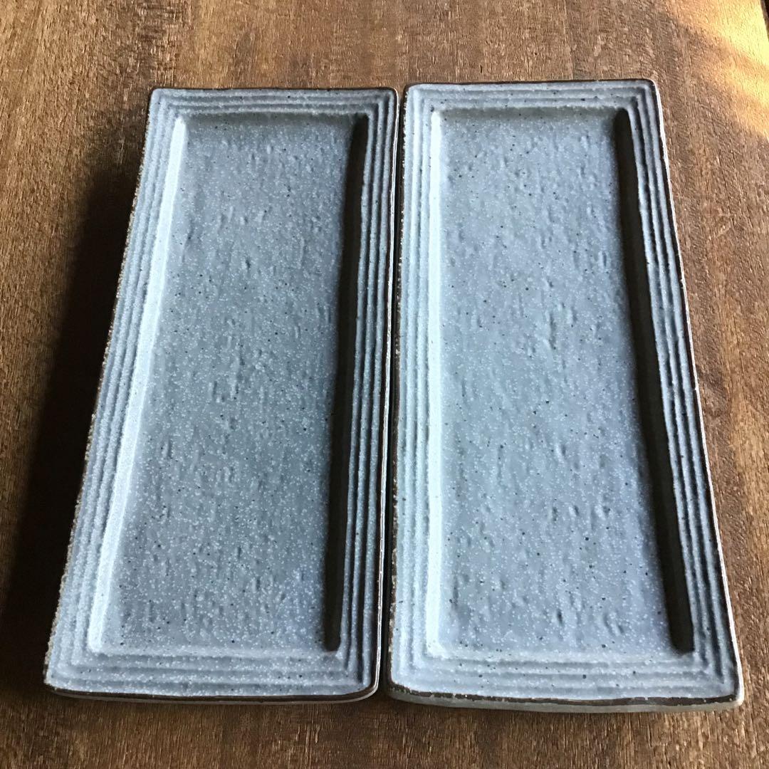 サクラ草です。新品美濃焼　コバルトリム長皿　焼き物皿ペア2枚セット他