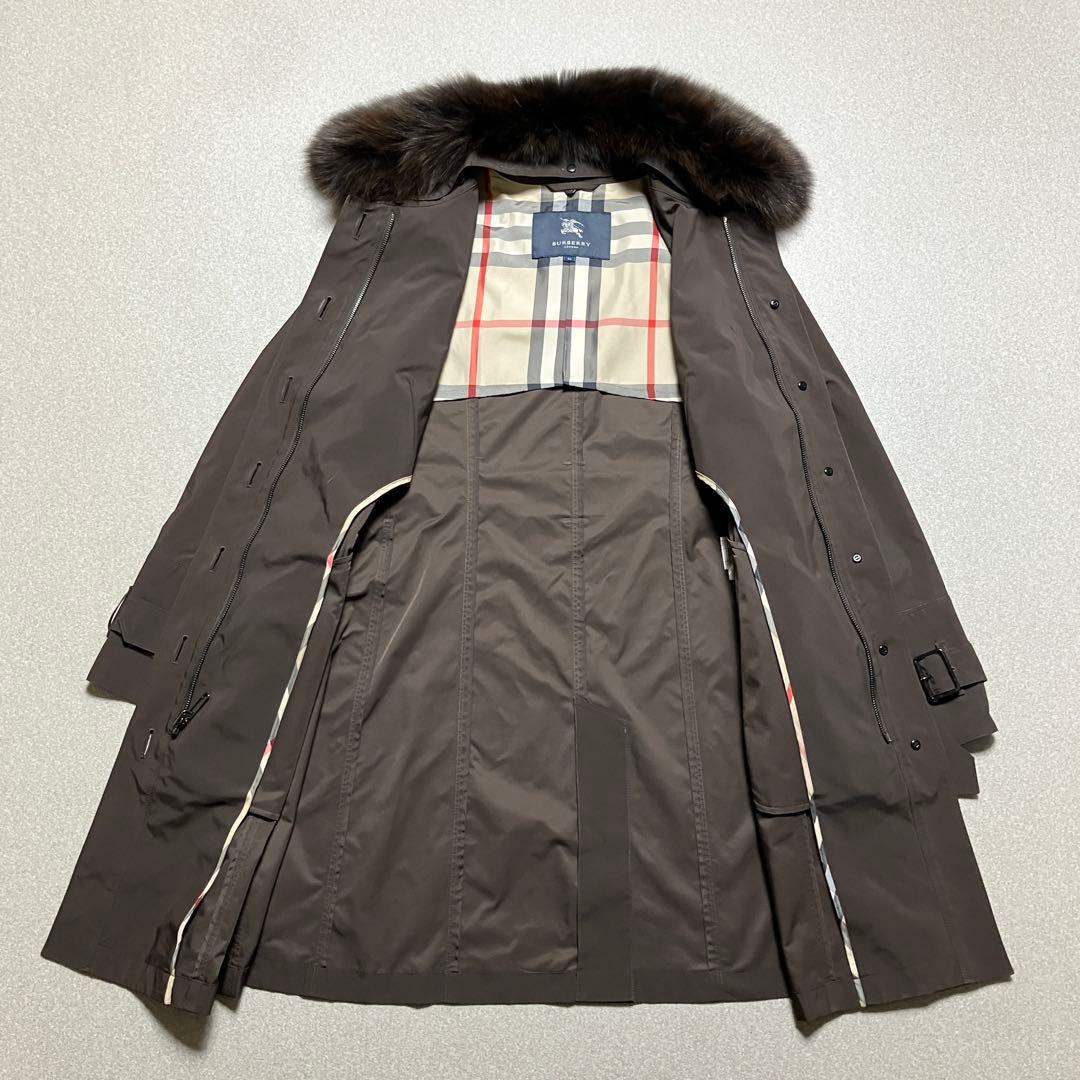 希少✨バーバリーロンドン 46 ファー付きトレンチコート メガチェック 5way