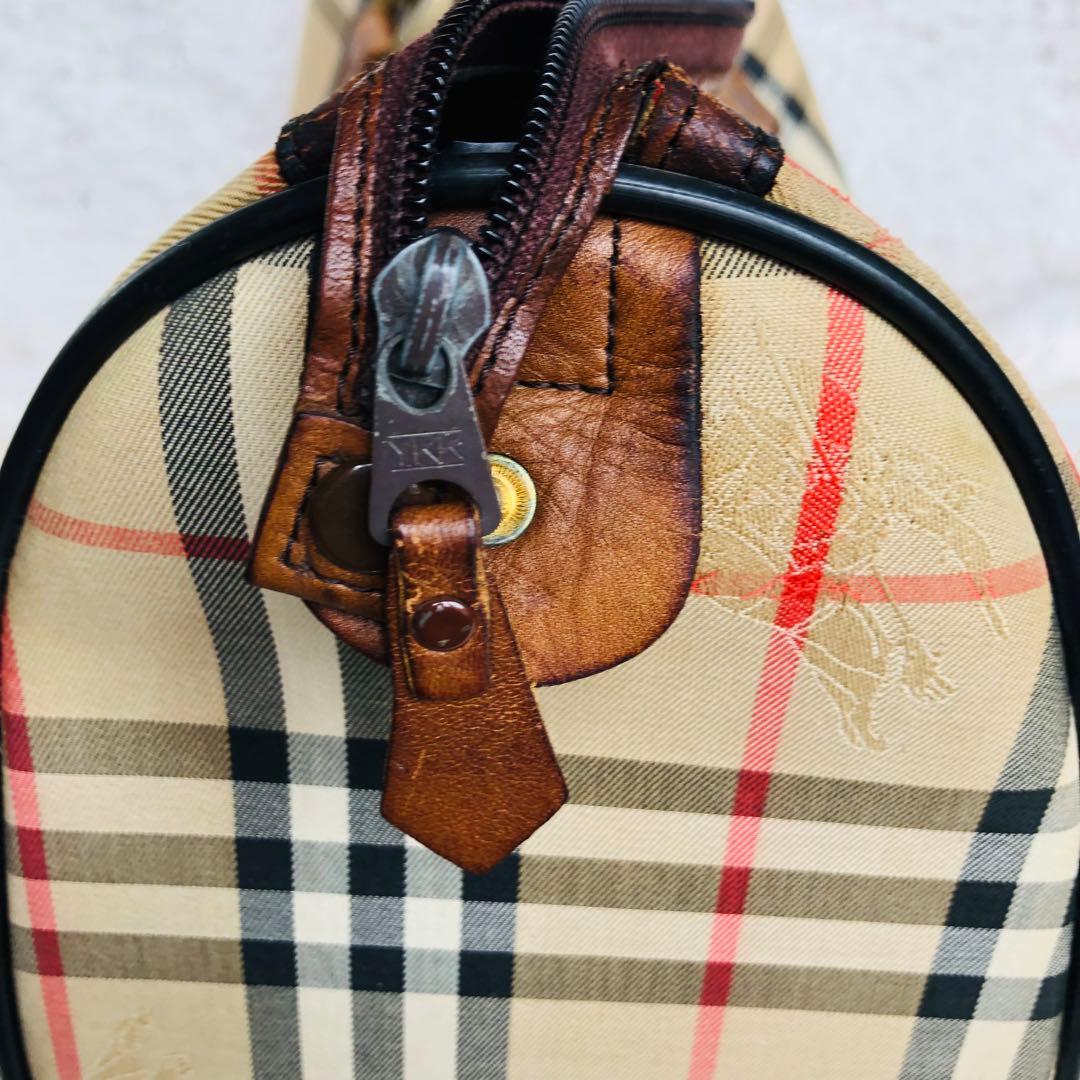 バーバリー ノバチェック柄 ミニボストンバッグ ハンドバッグ シャドーホース