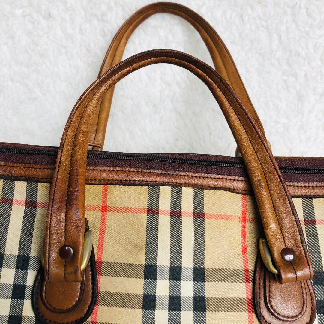 バーバリー ノバチェック柄 ミニボストンバッグ ハンドバッグ シャドーホース