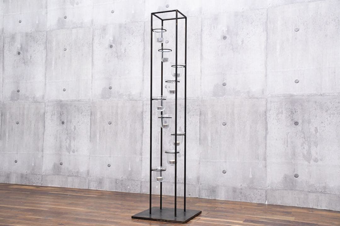 EDK9 アイアン プラントホルダー キャンドルホルダー ガラスカップ