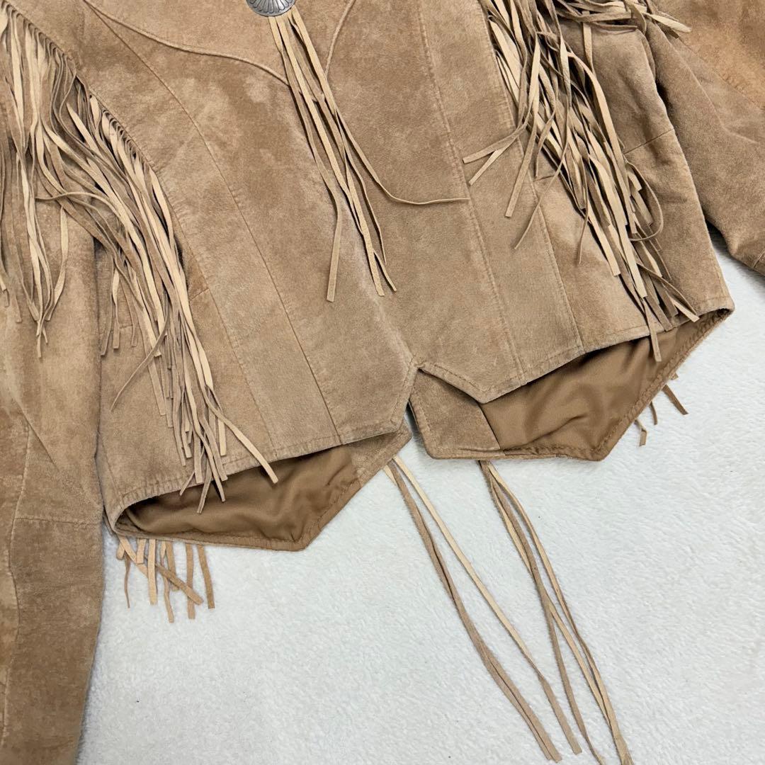 ヴィンテージ スエードレザー フリンジジャケット ウエスタン ショート丈