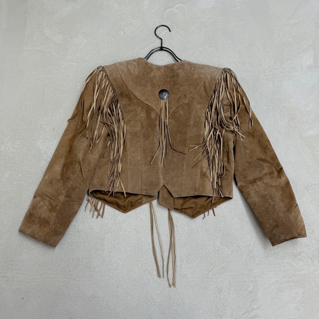 ヴィンテージ スエードレザー フリンジジャケット ウエスタン ショート丈