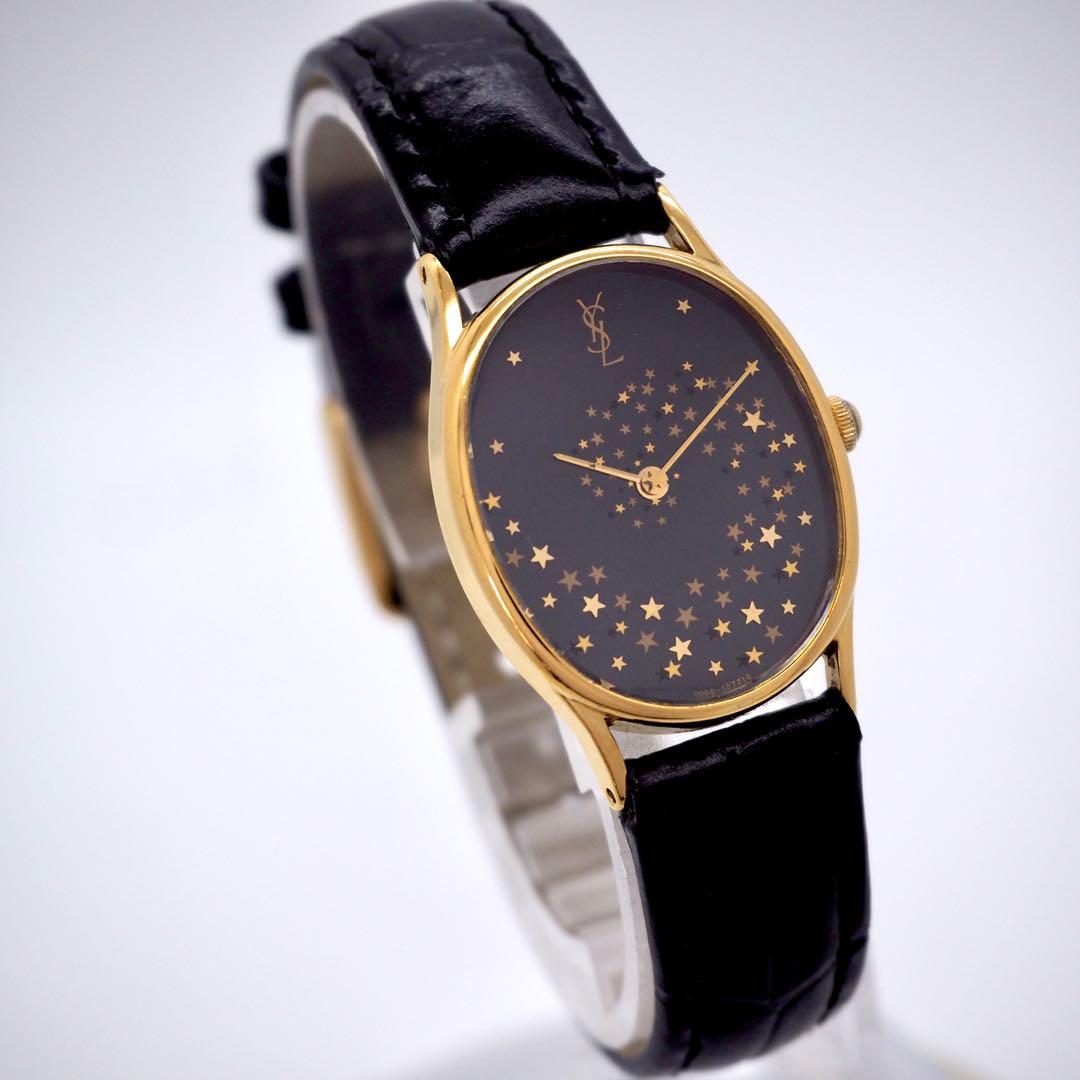 79 稼働【希少】イヴサンローラン　時計　レディース　星　オーバル　ゴールド