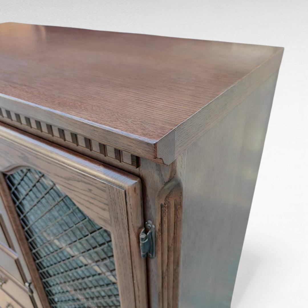 コスガ チェスト オーク材　ガラス扉　収納 クラシックブラウン ヨーロピアン