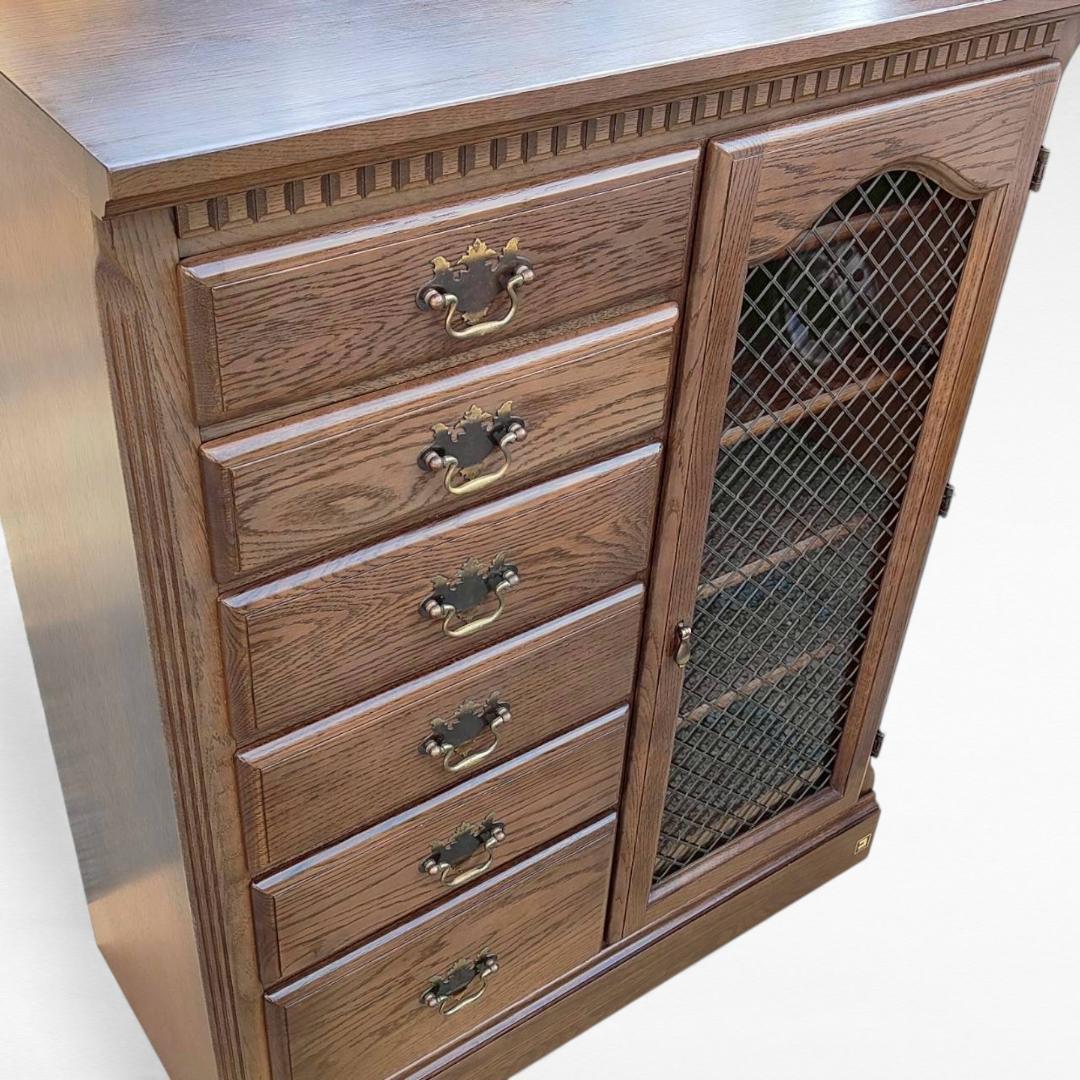 コスガ チェスト オーク材　ガラス扉　収納 クラシックブラウン ヨーロピアン