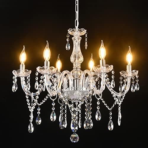 シャンデリア クリスタル (プラスチックではない) 6灯 エスティークE17 a