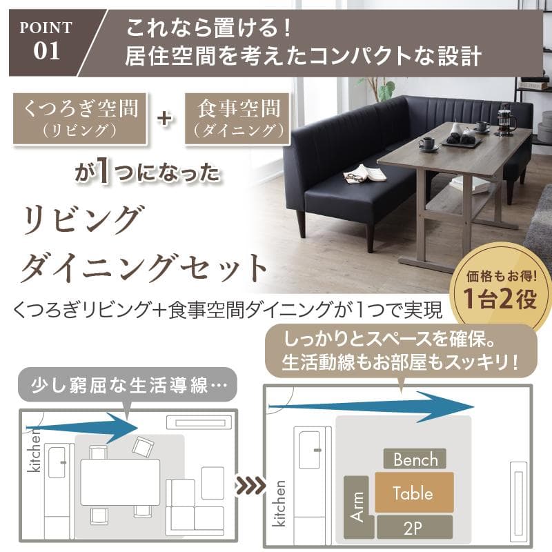 【最安値】ソファダイニングセット 3点セット テーブル+ソファ2点 新品送料込