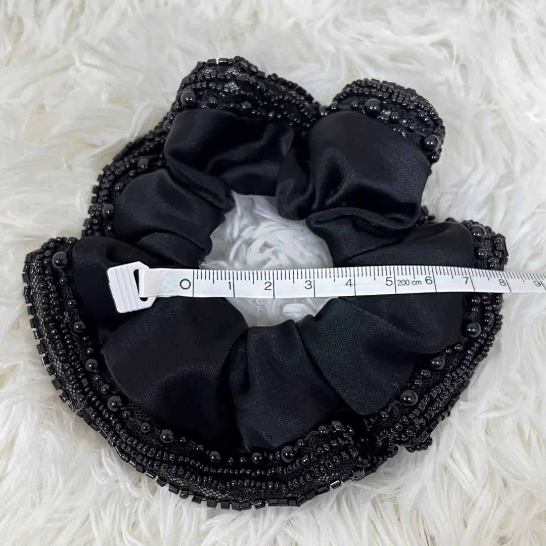 【極美品】アレクサンドルドゥパリ シュシュ ナイロン ビーズ 伸縮性 ブラック