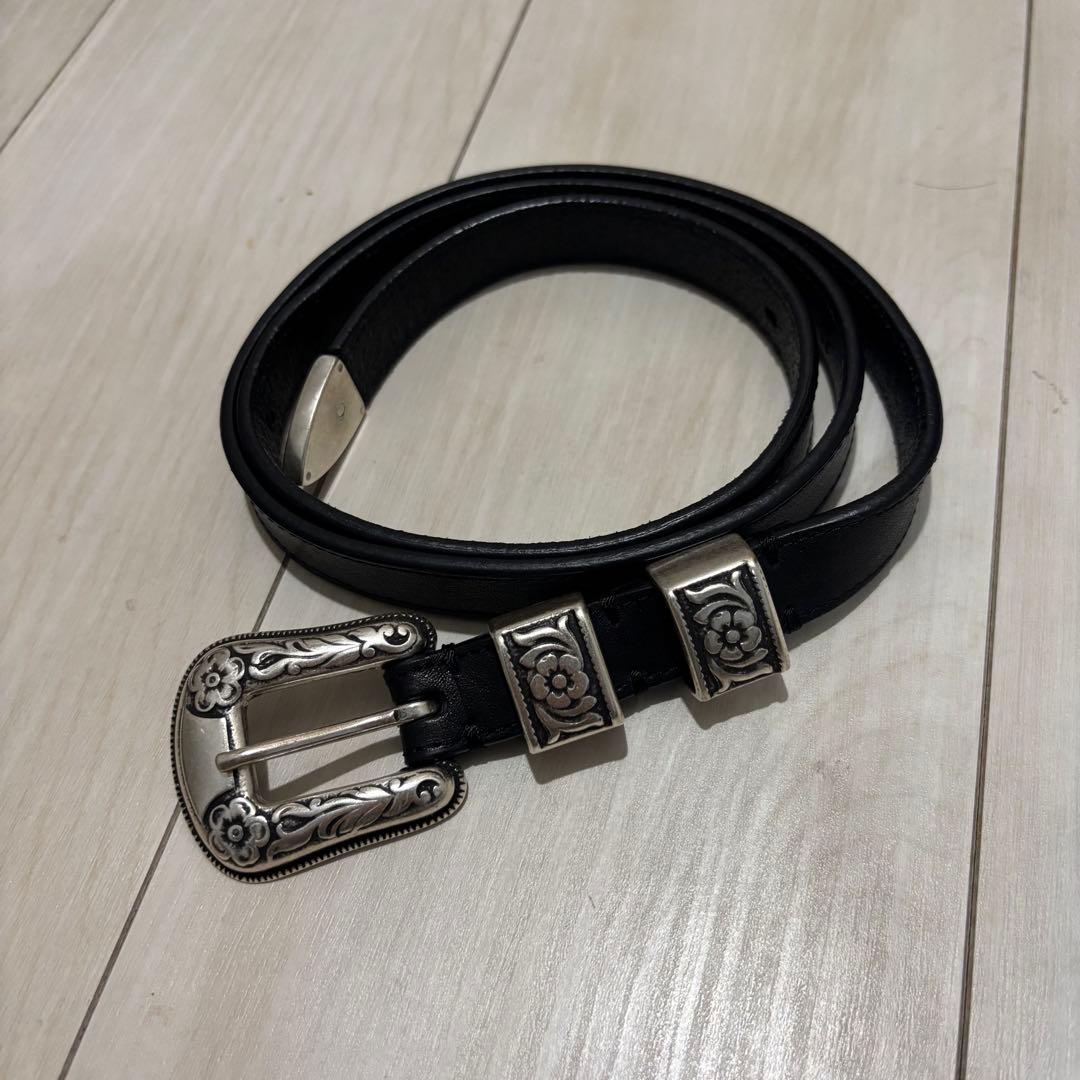 J&Mデヴィッドソン　ウェスタンベルト　ブラックレザーベルト 銀色バックル