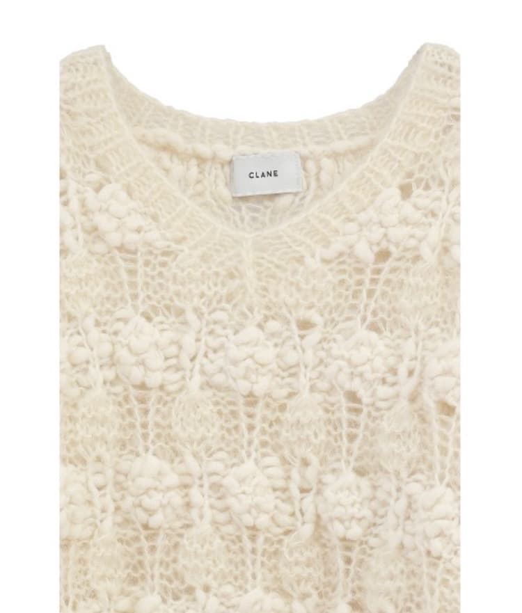 ★CLANE人気BUMPY OVER V NECK KNIT TOPS★白★新品