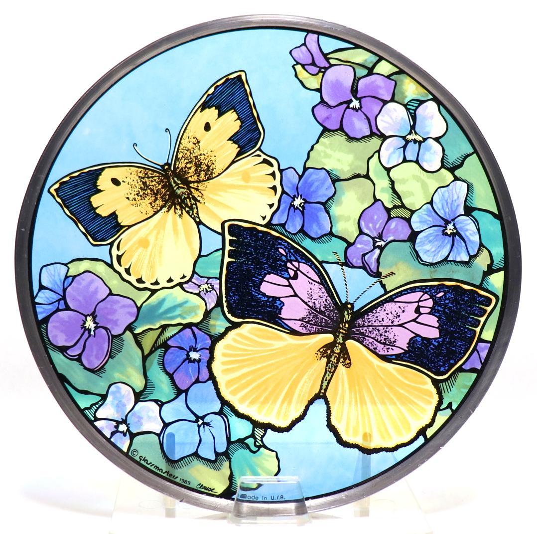 二匹の蝶々 丸型ヴィンテージ ステンドグラス グラスマスターズ バタフライ