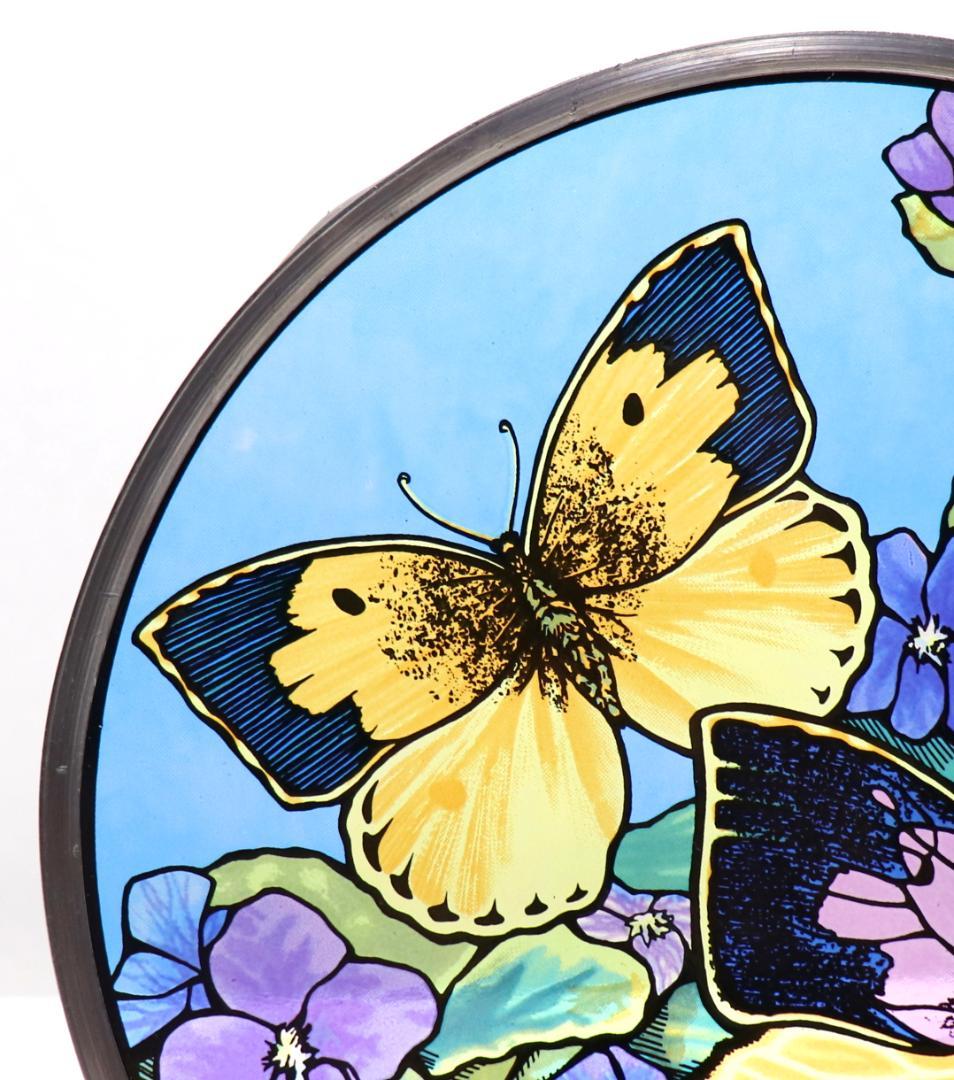 二匹の蝶々 丸型ヴィンテージ ステンドグラス グラスマスターズ バタフライ