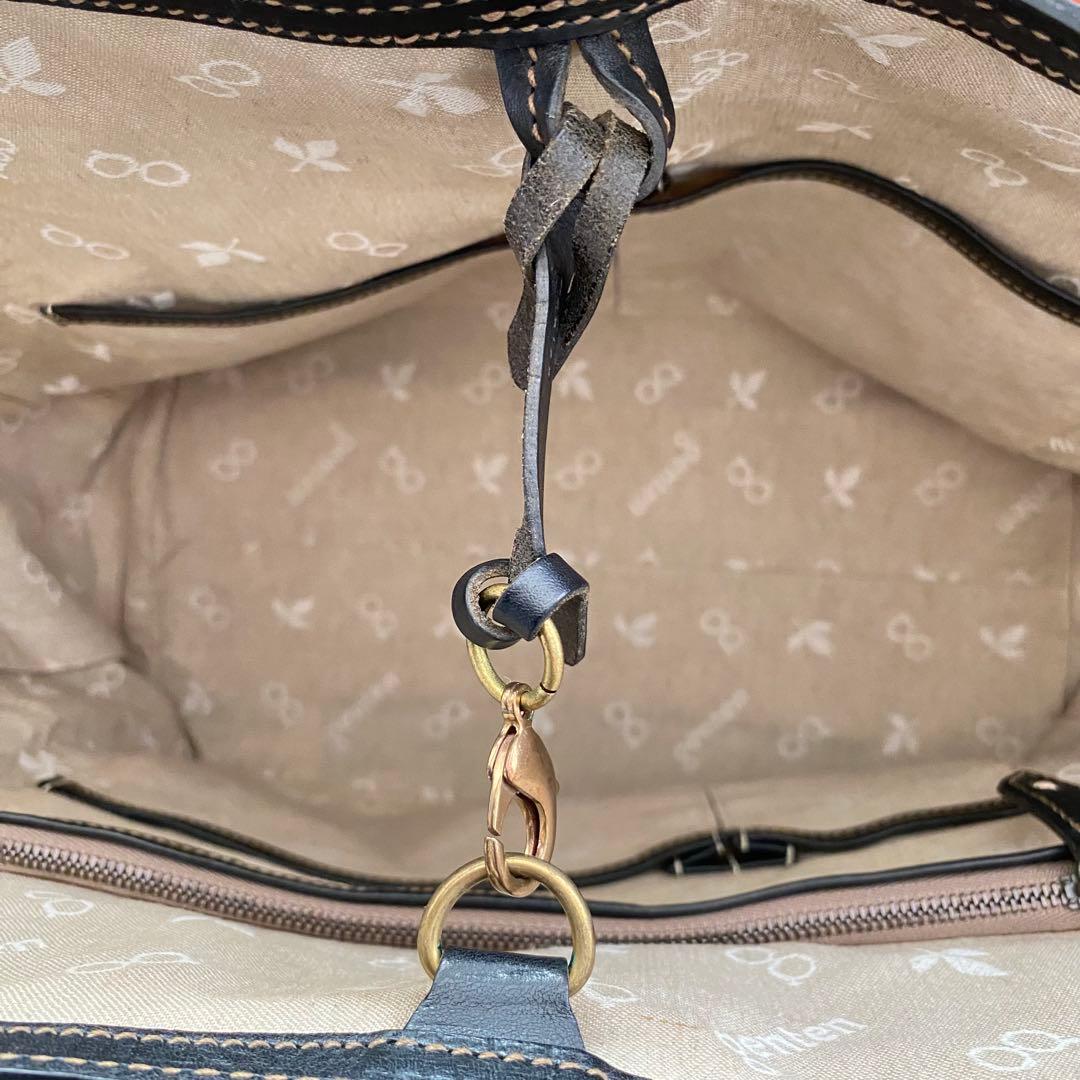 genten ゲンテン【美品】シボ革 シュリンクレザー トートバッグ 工具ロゴ