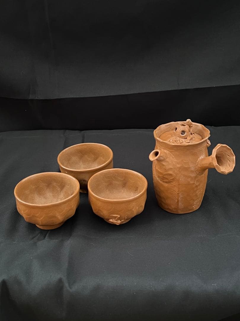 田島万古焼　勝三窯　田嶋勝三　手捻り　蛙と梅　茶道具　湯呑　茶器　陶芸